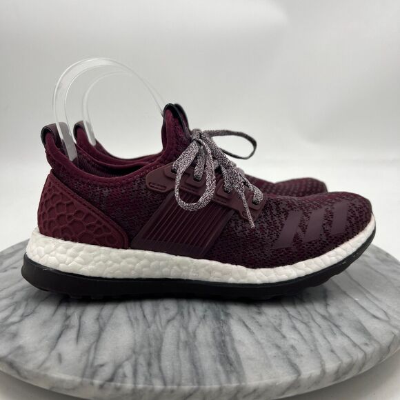 Adidas Mens 5 PureBoost ZG Maroon White Running Shoes Lace Up Low Top BA8457 - Picture 2 of 12